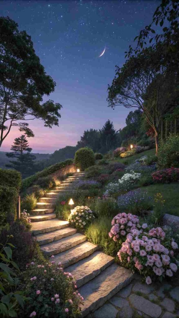 Each step glows softly, guiding you safely and beautifully through your garden’s levels.