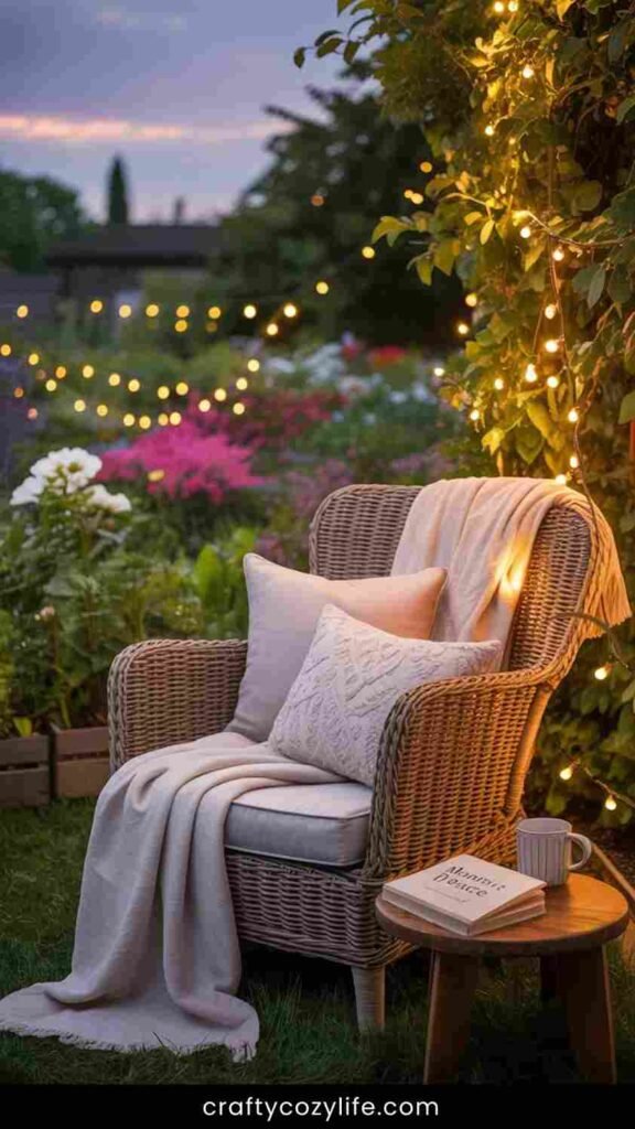 Garden with string lights