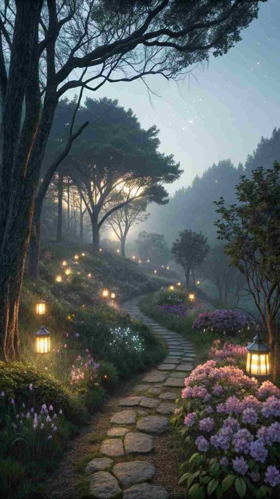 Your garden reveals hidden glows as you explore, creating a magical and adventurous atmosphere.