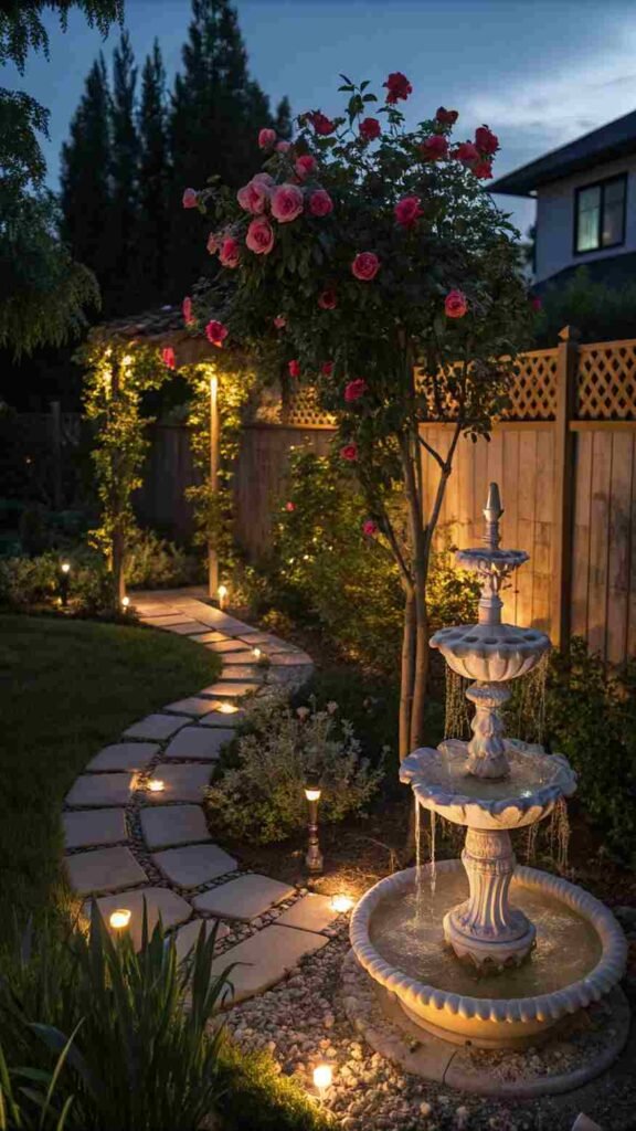 Your garden’s best features—that stunning rose bush or your DIY water fountain—stand out like pieces of art, thanks to carefully placed lights.