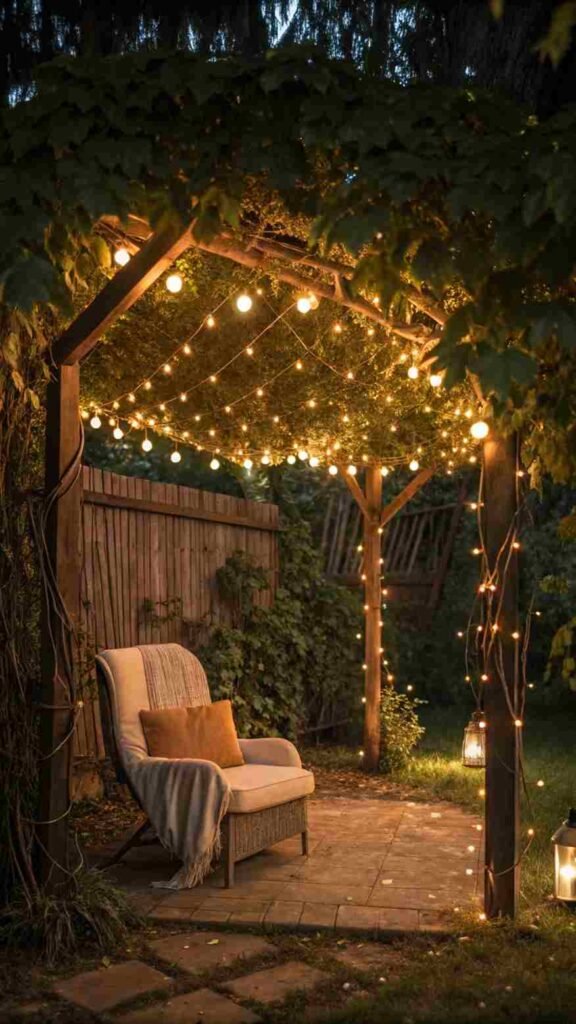 You’re lounging on a comfy chair under a dreamy canopy of lights. The golden glow dances across the leaves, turning your backyard into an enchanted hideaway.