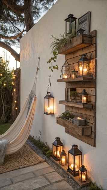 an-outdoor-wall-adorned-with-rustic-wooden-shelves