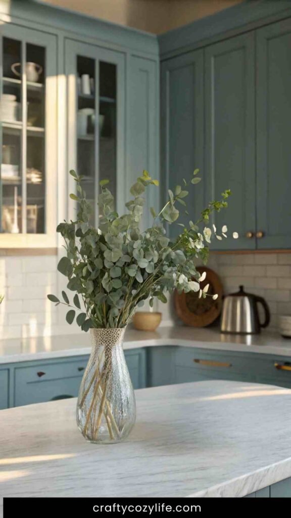 Styling Your Blue Gray Kitchen Cabinets