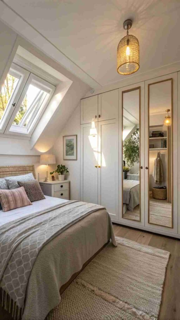 Your small bedroom suddenly feels airy and open, with sunlight reflecting off your stylish mirrors like a warm morning glow.