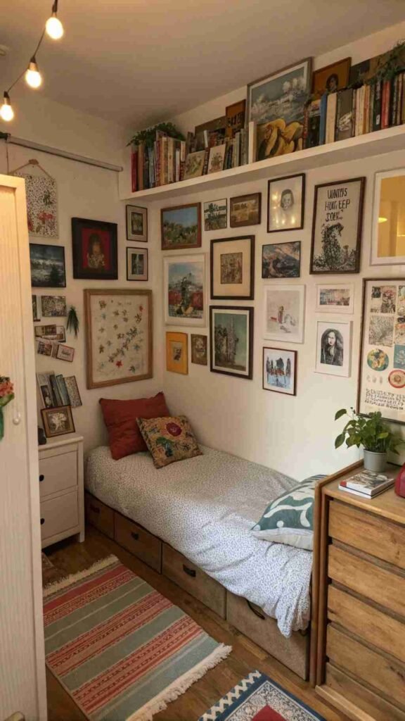 Your walls tell your story, filled with artwork, photos, and personal touches that make your small bedroom truly one of a kind.