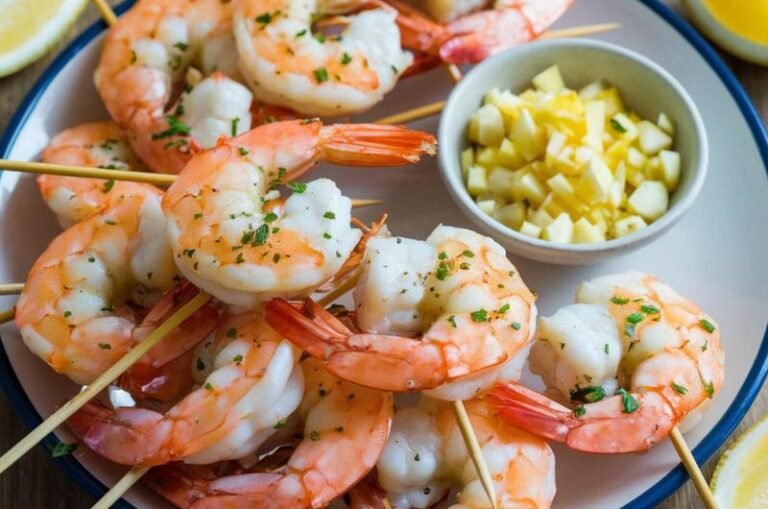 Lemon Garlic Shrimp Skewers