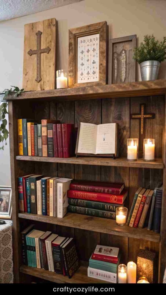 Scripture-Lined Bookshelves
