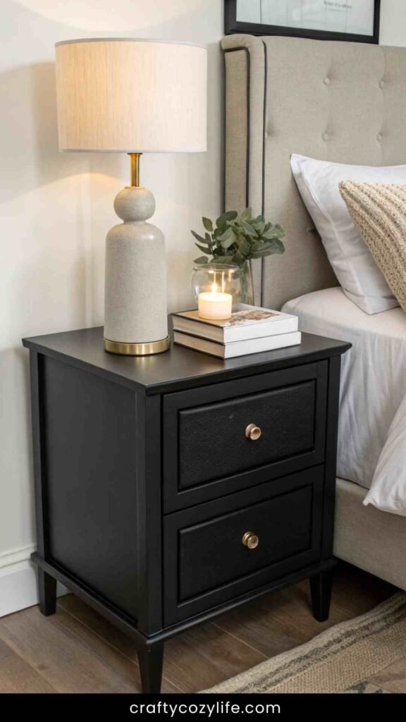Style a Black Nightstand with Beige Accents
