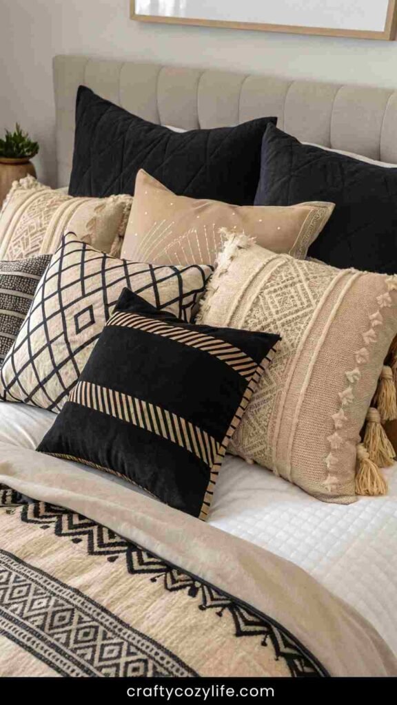 Use Black and Beige Throw Pillows