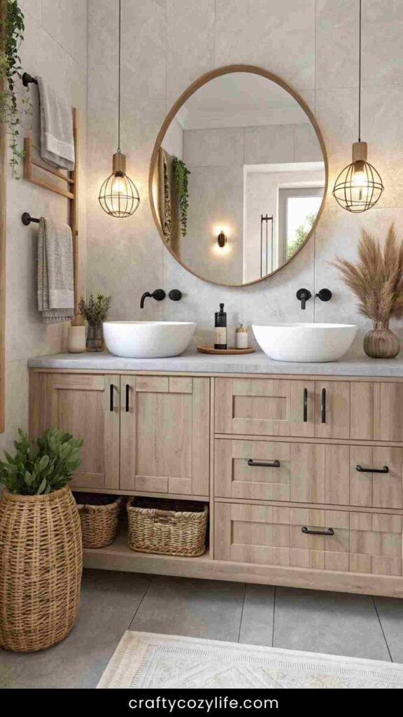 Whitewashed Oak Cabinets in Bathroom Vanities