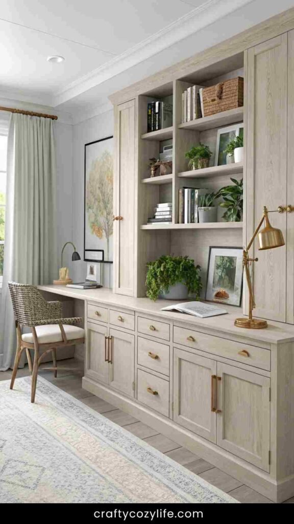 Whitewashed Oak Cabinets in Home Offices