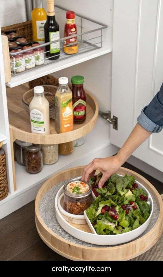 Add a Lazy Susan for Hard-to-Reach Items