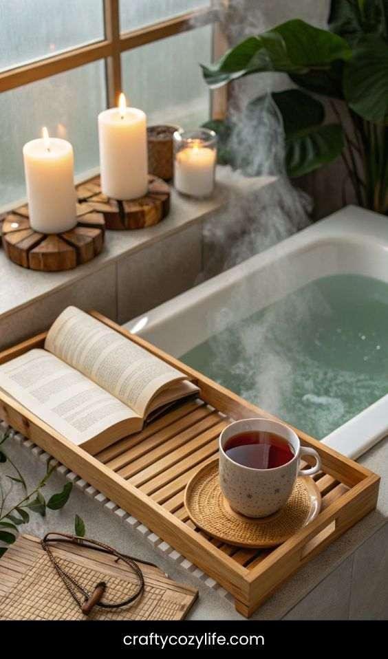 Add a Wooden Bath Tray for a Luxe Tub Experience