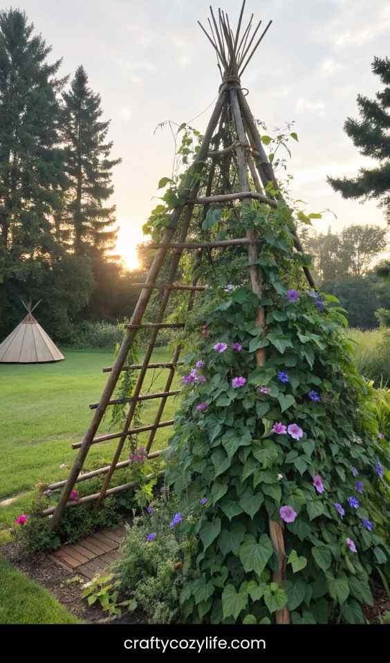 Bamboo Teepee Trellis for a Whimsical Touch