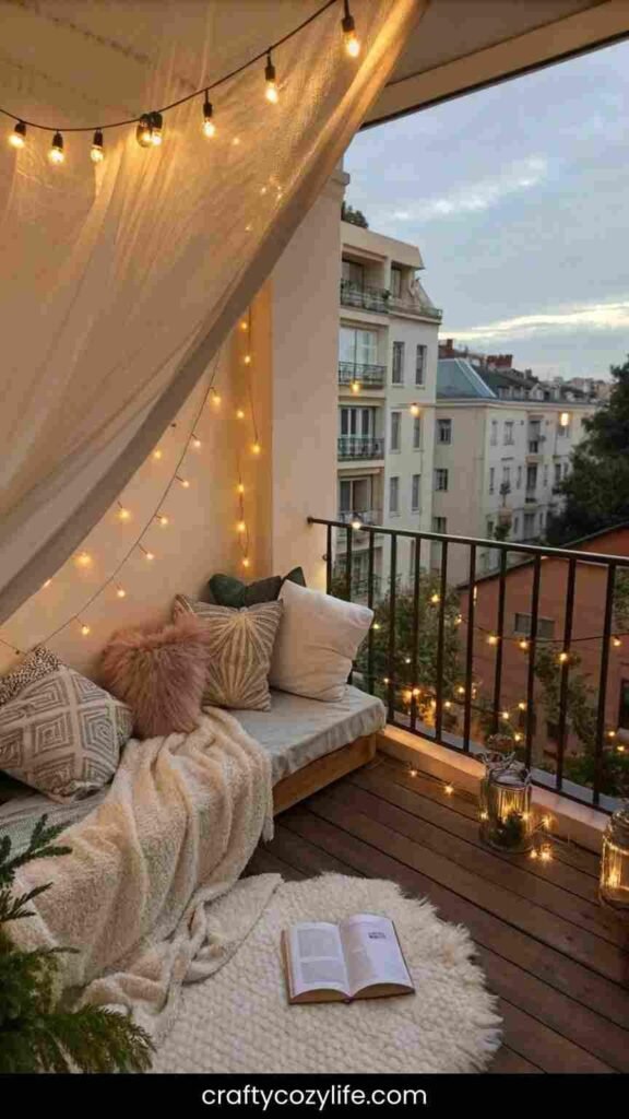 Cozy Balcony Nook with Layers 