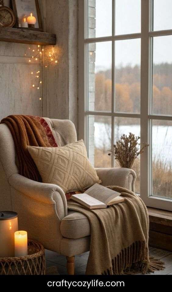 Cozy Corner with Rustic Pillows and Throws