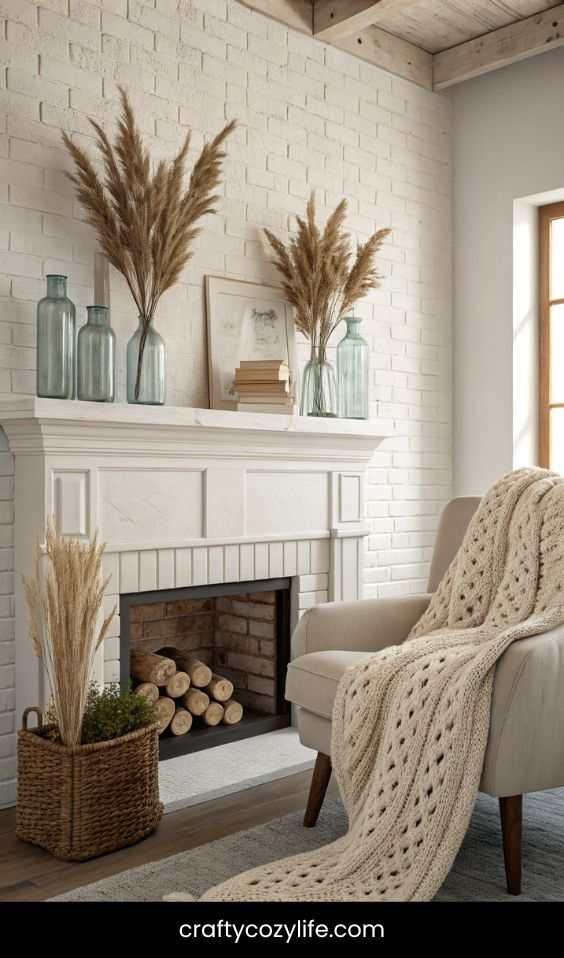Cozy Fireplace with Coastal Charm