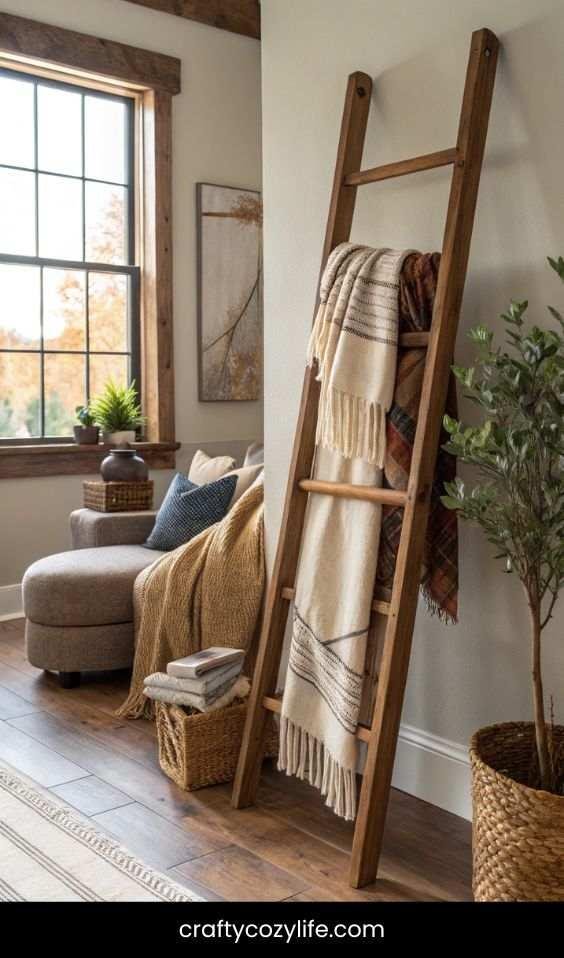 DIY Rustic Blanket Ladder