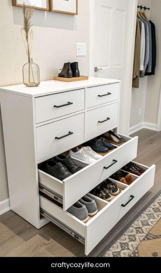 DIY Sliding Drawer Hidden Shoe Cabinet