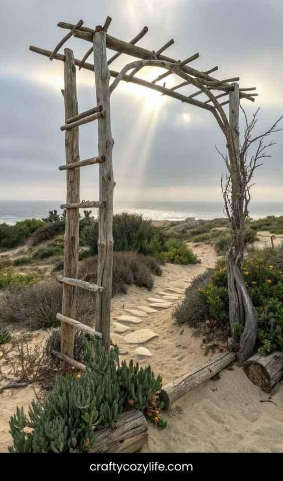 Driftwood Trellis for a Coastal Vibe