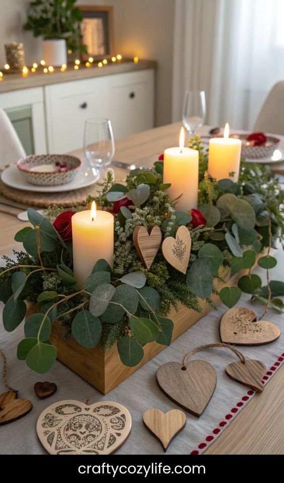 Eucalyptus and Heart Centerpiece