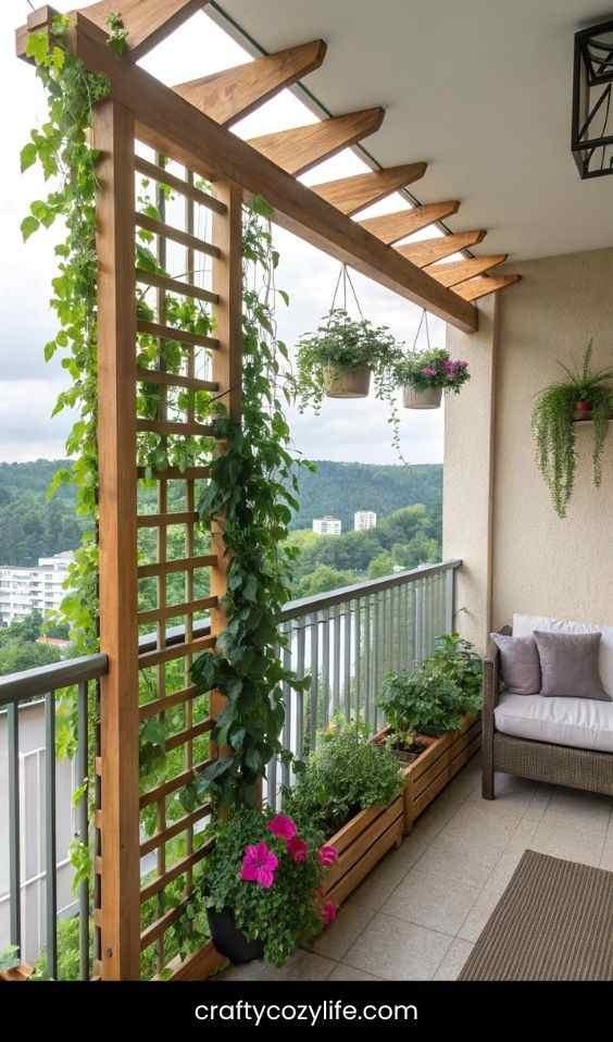 Hanging Frame Trellis for a Porch or Balcony