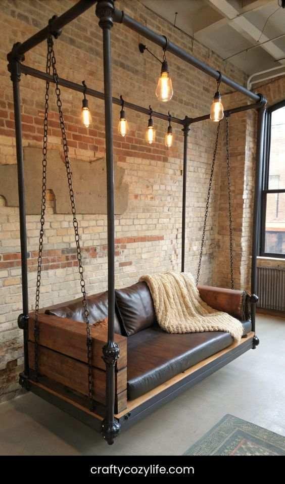 Industrial Pipe Frame Swing Bed