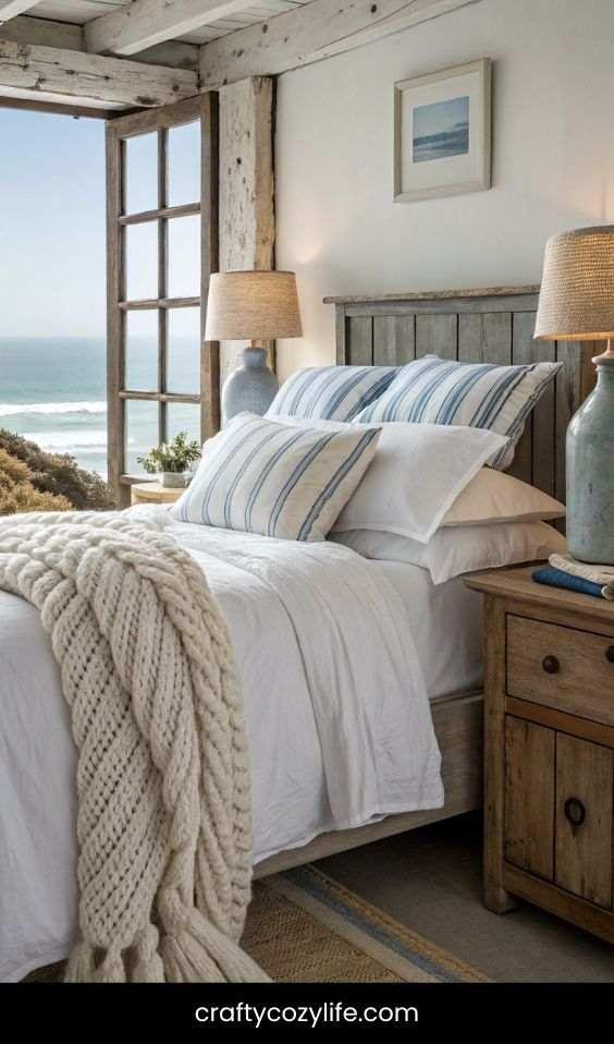 Layered & Cozy Bedding for a Beachy Retreat