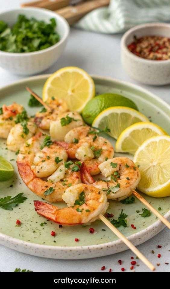 Lemon Garlic Shrimp Skewers