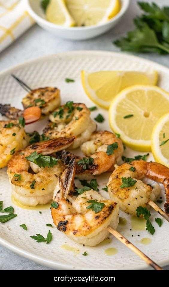 Lemon Garlic Shrimp Skewers