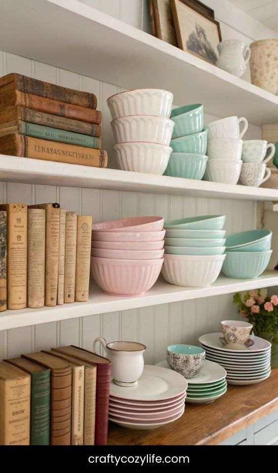Open Shelving & Vintage Dishware Display