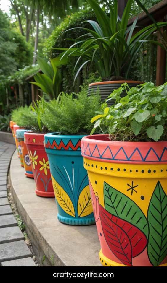 Painted Terra Cotta Pots for a Pop of Color
