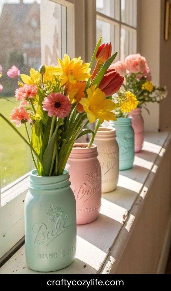 Pastel Mason Jar Vases