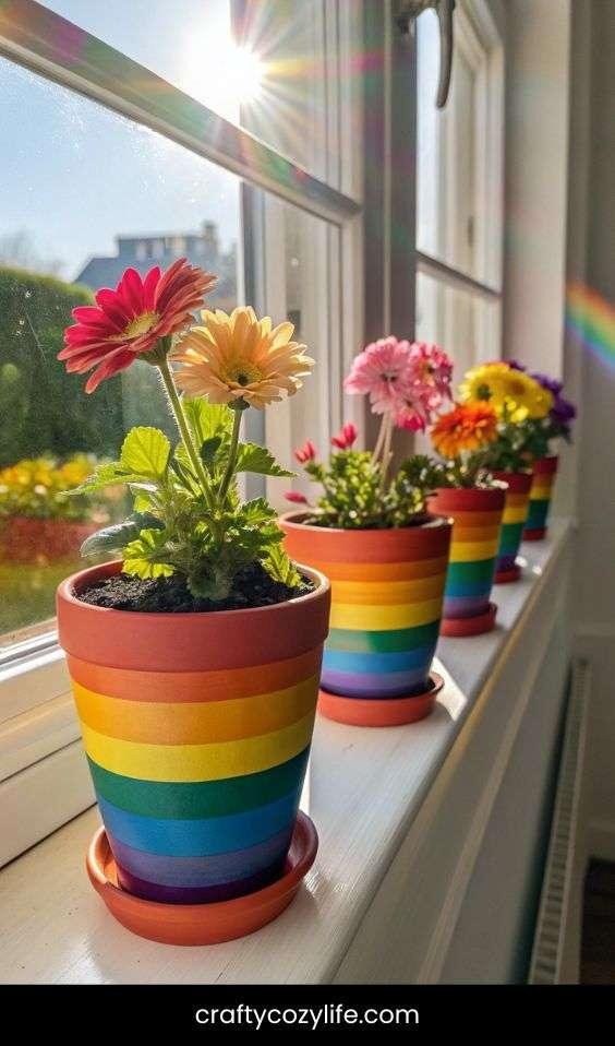 Rainbow Striped Pots