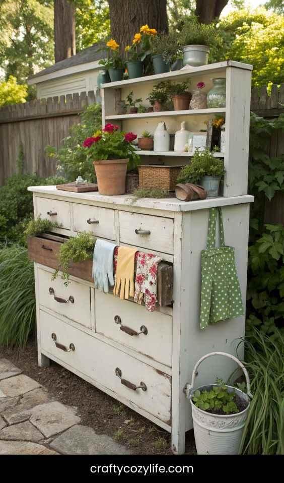 Repurposed Furniture for Outdoor Storage
