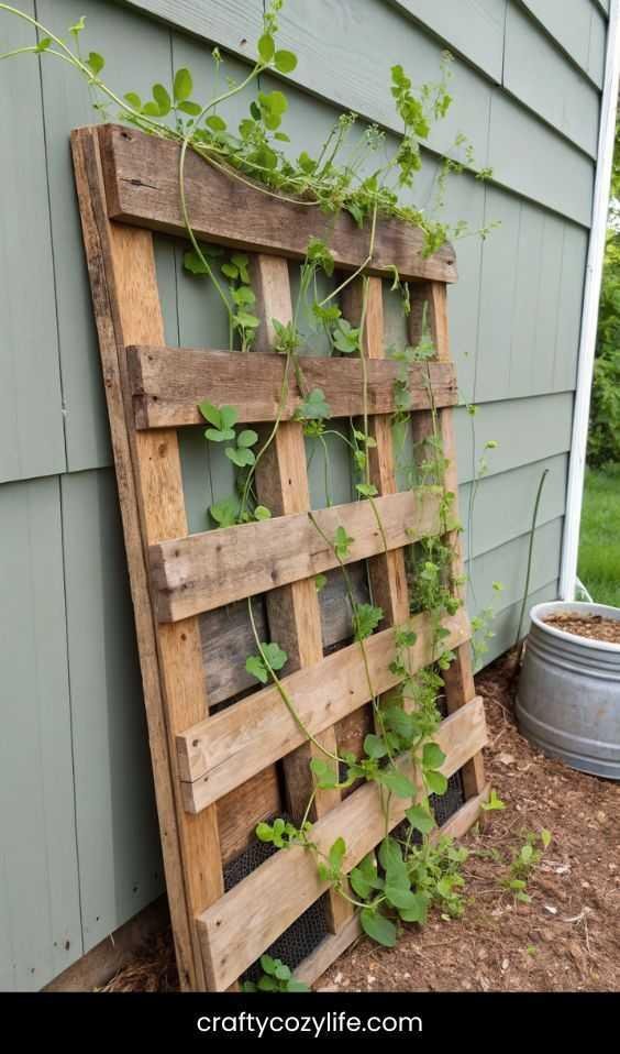 Repurposed Pallet Trellis for Budget-Friendly Charm