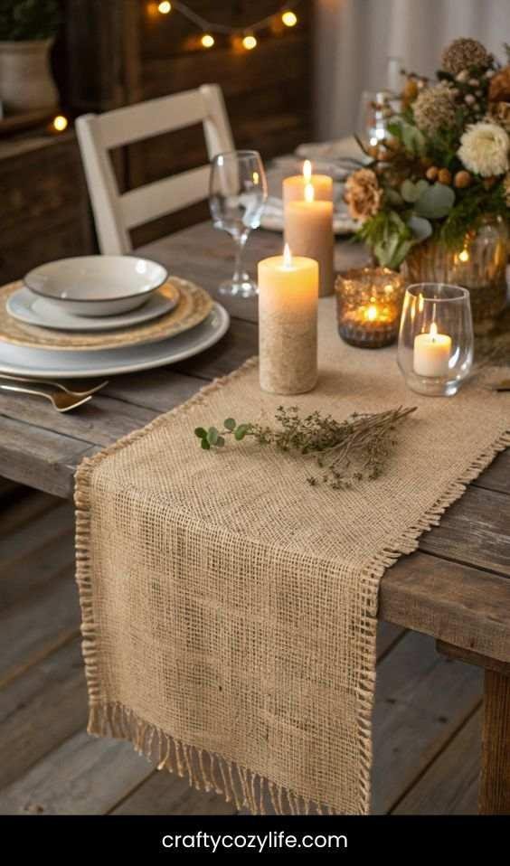 Rustic Burlap Table Runner