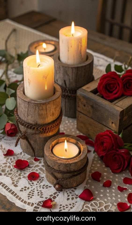 Rustic Candle Holders with a Valentine’s Twist