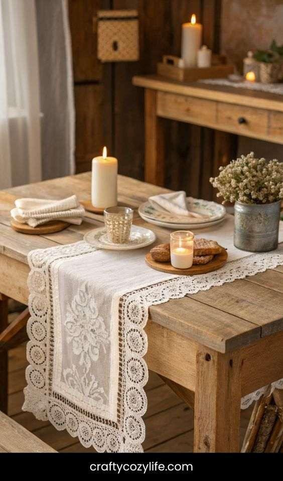 Rustic Charm with Wood and Lace