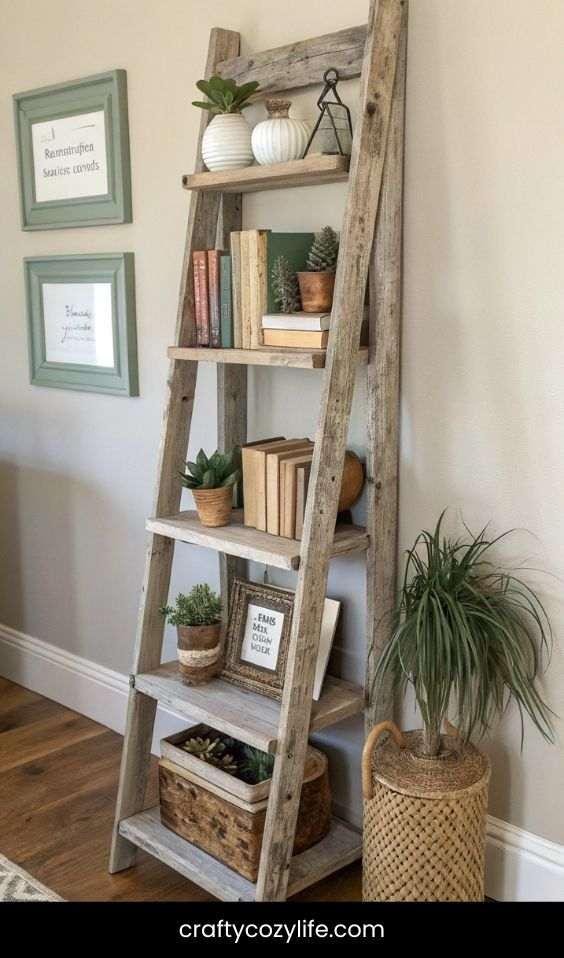 Rustic Ladder Shelf