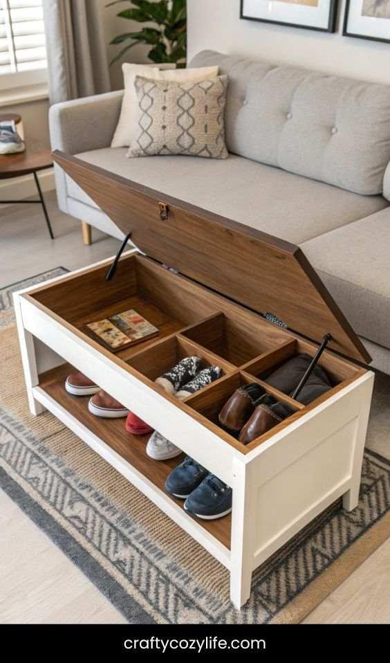 Shoe Storage Inside a Coffee Table