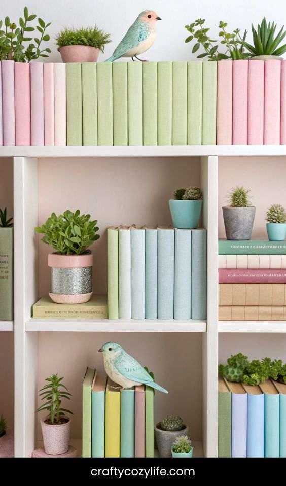Spring-Inspired Bookshelf Styling