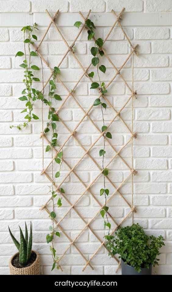 String Trellis for a Minimalist Garden Wall