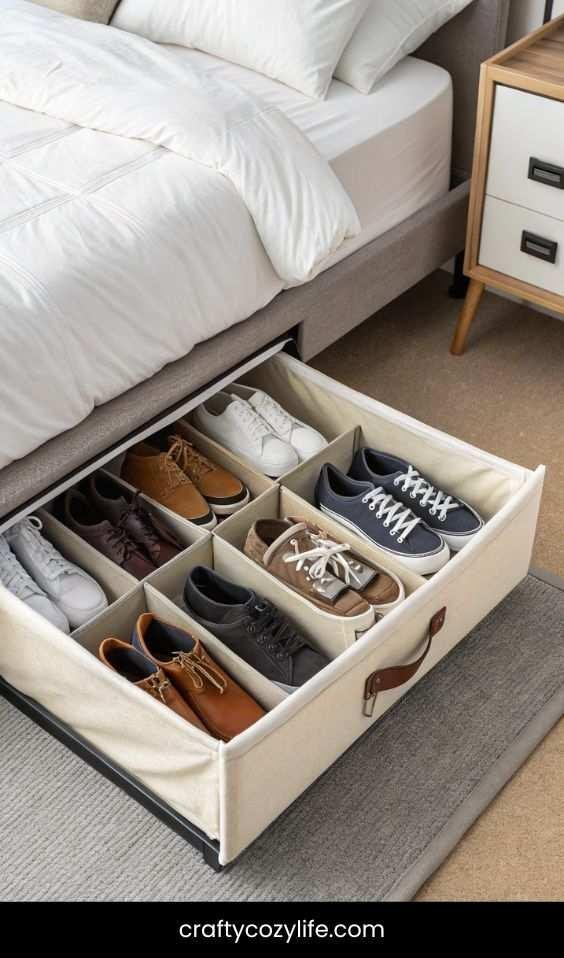 Under-Bed Hidden Shoe Storage