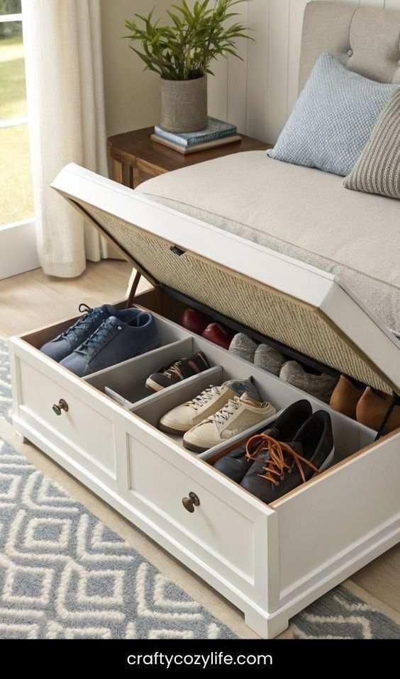 Under-the-Bench Hidden Shoe Storage
