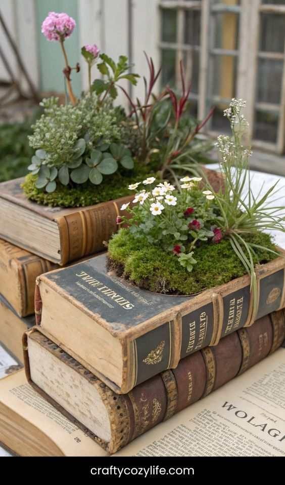 Vintage Book Planters