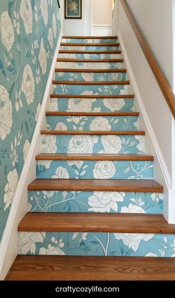 Wallpaper or Painted Risers – A Fun Pop of Color