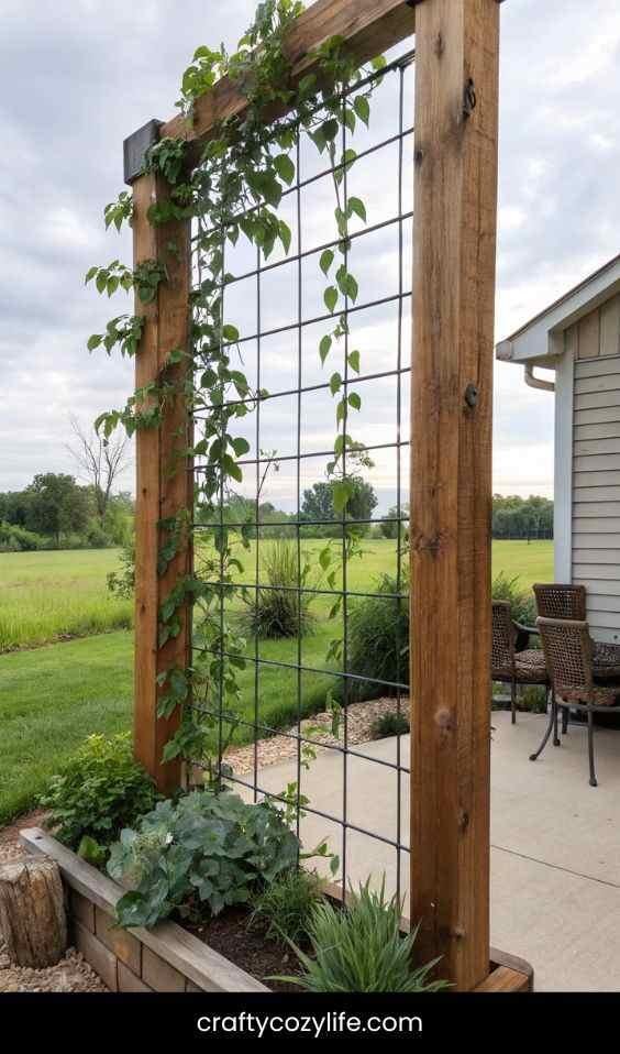 Wire Panel Trellis for a Farmhouse Look