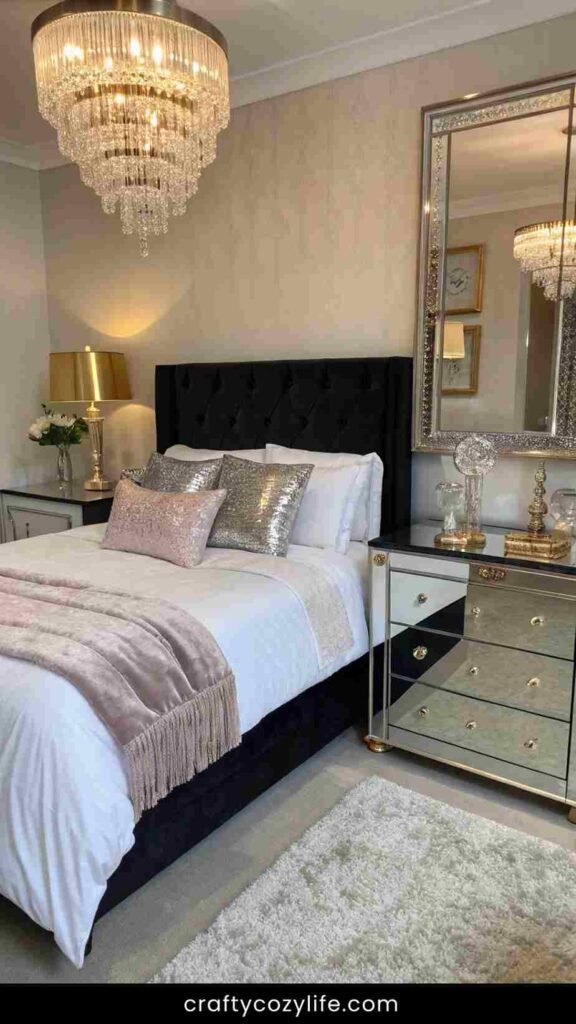 Luxe Glam with a Black Bedframe