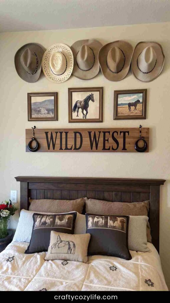 Western Wall Decor – Hats, Horseshoes, and Art